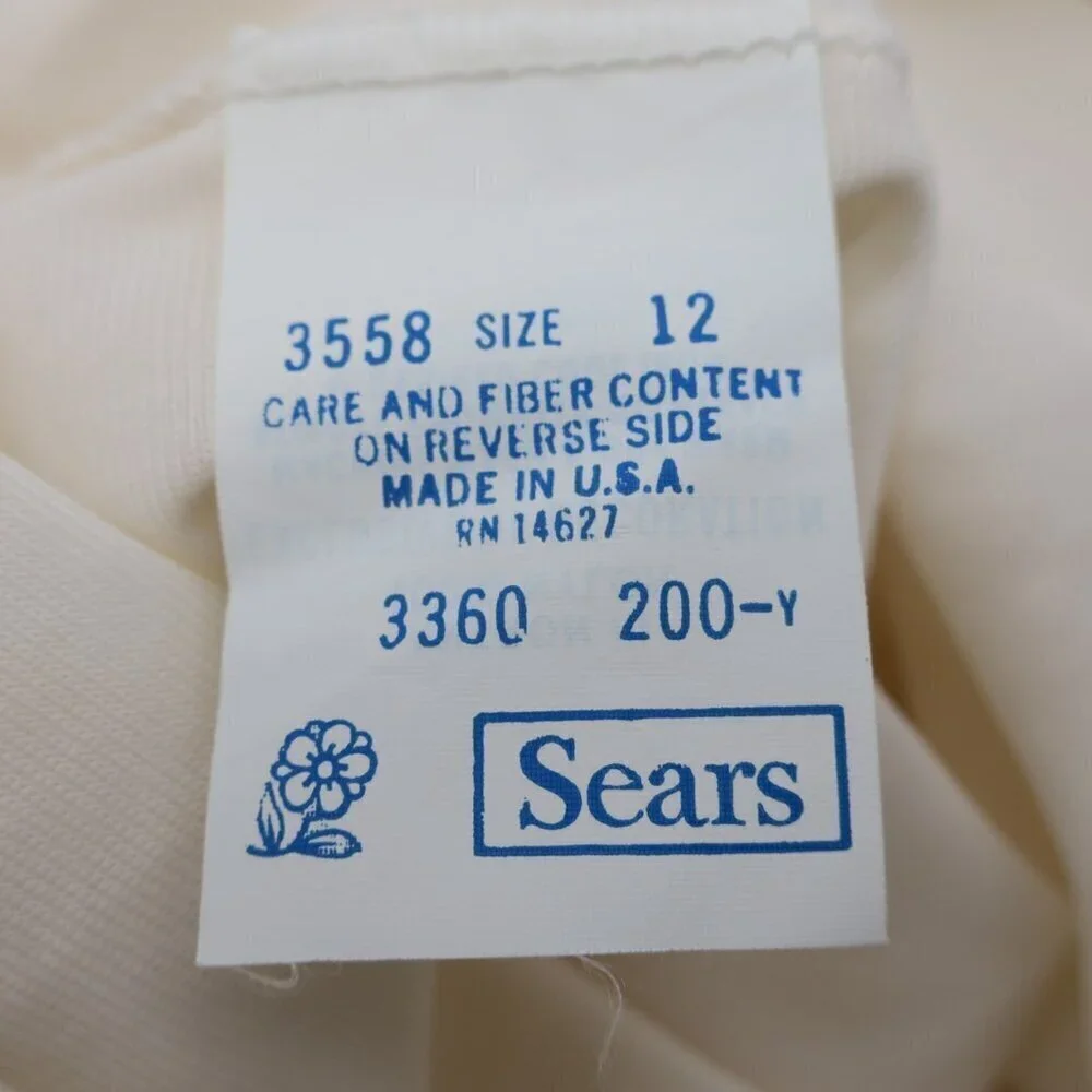 Sears Vintage Lace Trim Blue Bows Half Slip Midi Retro Lingerie Skirt Small/Med